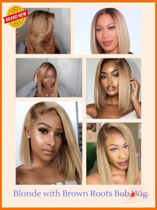 Glueless Lace Front Bob Wig 14 Inch Human Hair Pre Plucked Bleached Knots main image 4